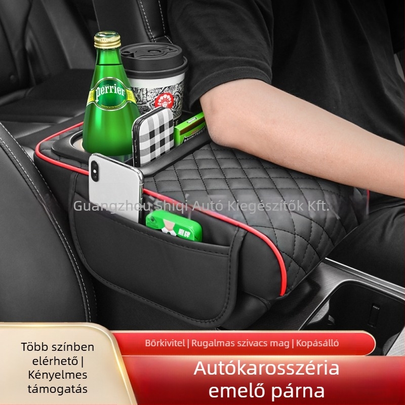 Universális autókar kapocs középső könyöktámasz pohártartó és tároló rekesz; ABS anyag; Eleven márka; testreszabható
