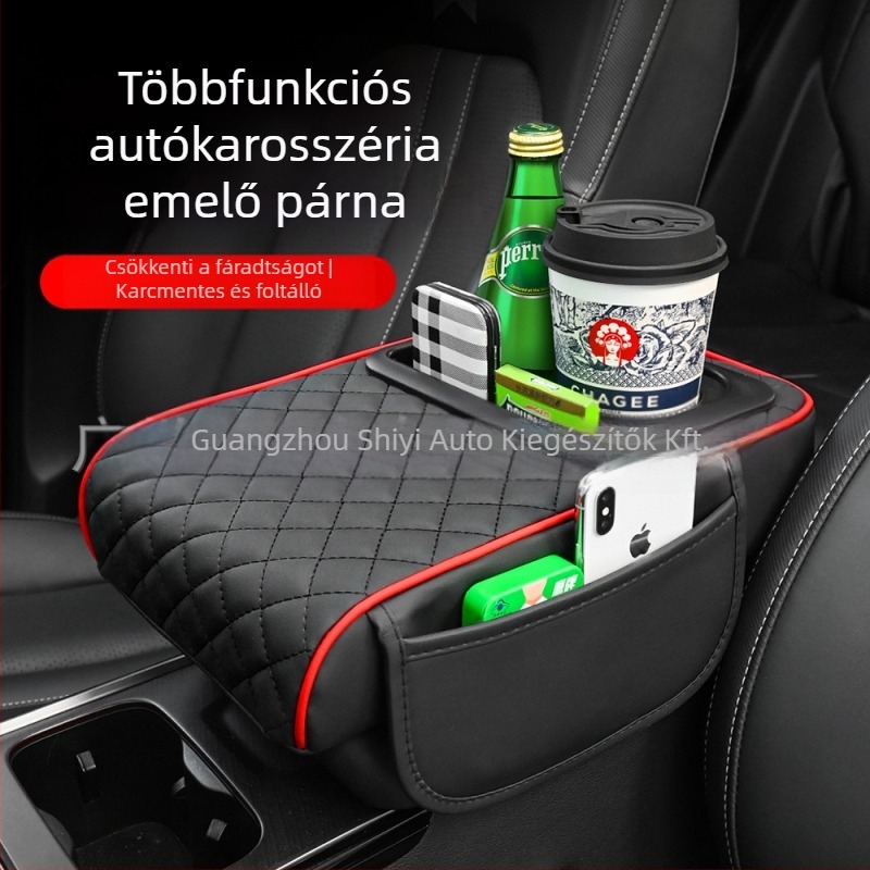 Universális autókar kapocs középső könyöktámasz pohártartó és tároló rekesz; ABS anyag; Eleven márka; testreszabható