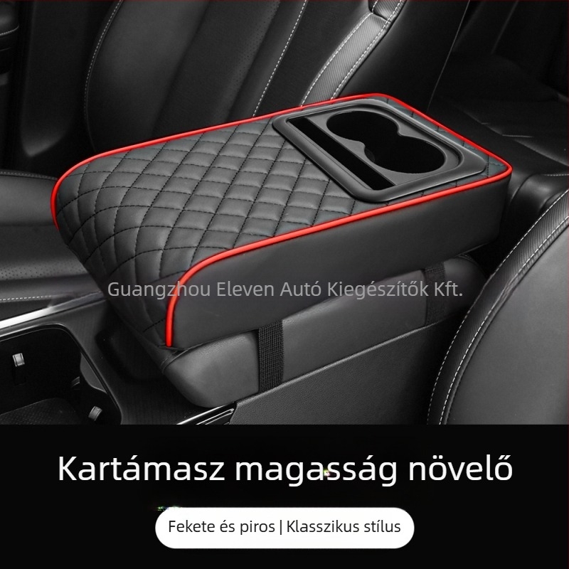 Universális autókar kapocs középső könyöktámasz pohártartó és tároló rekesz; ABS anyag; Eleven márka; testreszabható