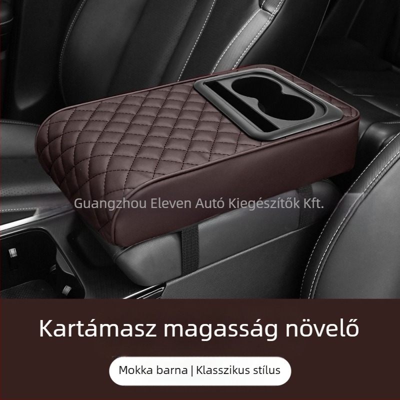 Universális autókar kapocs középső könyöktámasz pohártartó és tároló rekesz; ABS anyag; Eleven márka; testreszabható