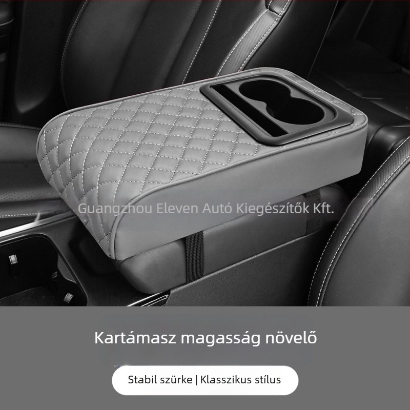 Universális autókar kapocs középső könyöktámasz pohártartó és tároló rekesz; ABS anyag; Eleven márka; testreszabható