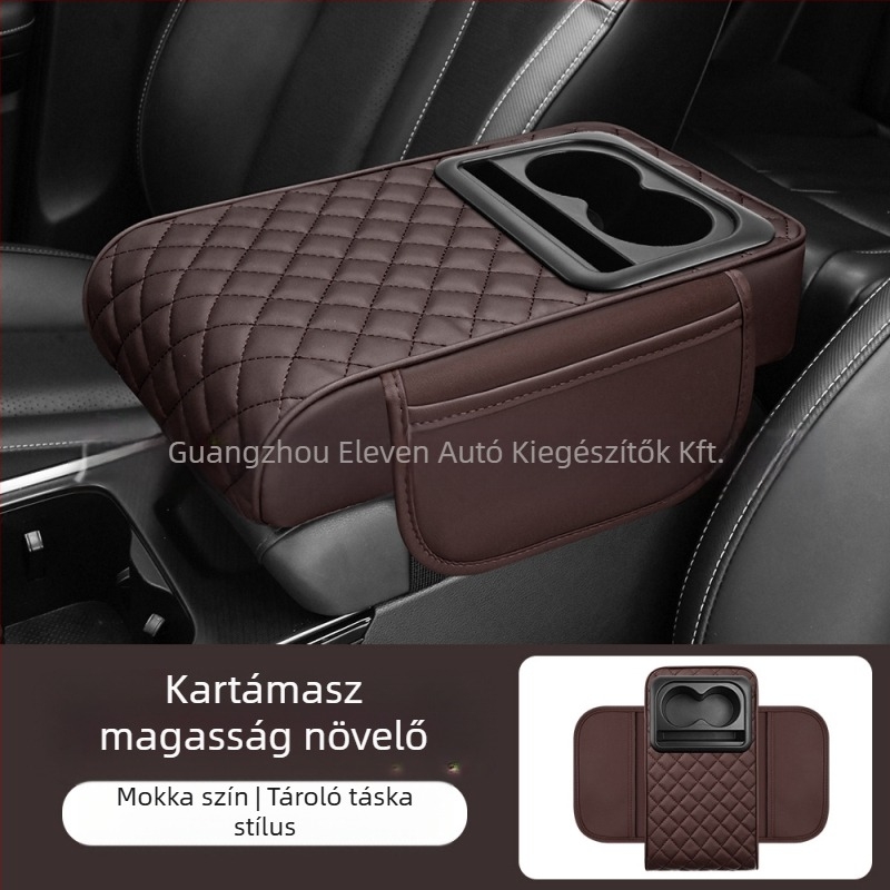 Universális autókar kapocs középső könyöktámasz pohártartó és tároló rekesz; ABS anyag; Eleven márka; testreszabható