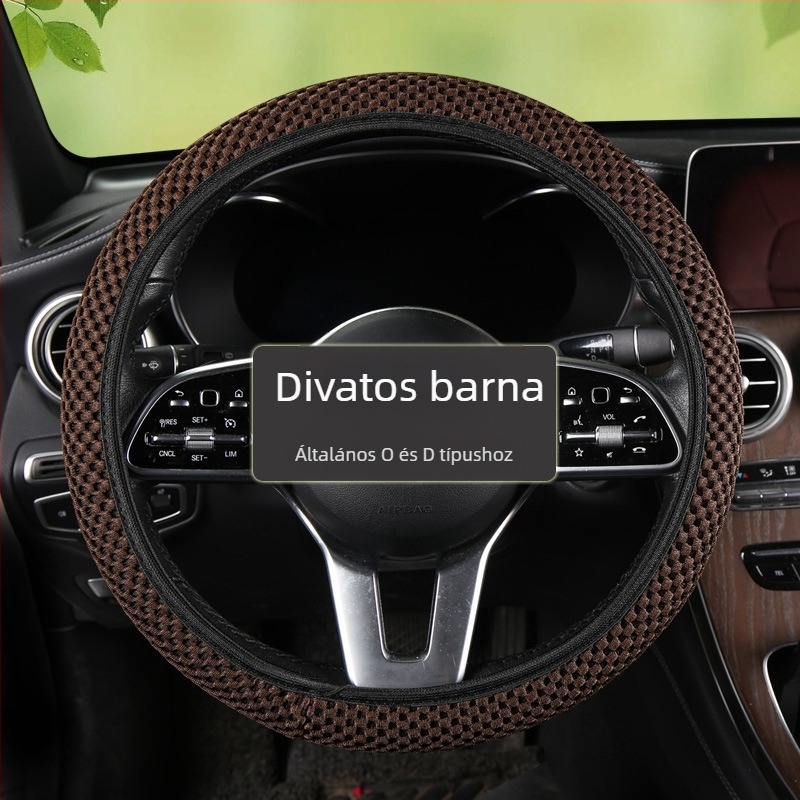 Autó kormányvédő, Ice Silk nedvességelnyelő, lélegző háló, felület szintetikus rostból, univerzális rögzítés, nyári használatra