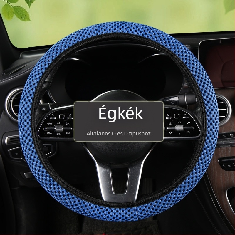 Autó kormányvédő, Ice Silk nedvességelnyelő, lélegző háló, felület szintetikus rostból, univerzális rögzítés, nyári használatra