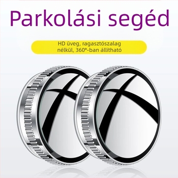 Autó hátsó tükör kör alakú, fém konstrukció, sík tükör, 180°-ban állítható, univerzálisan kompatibil