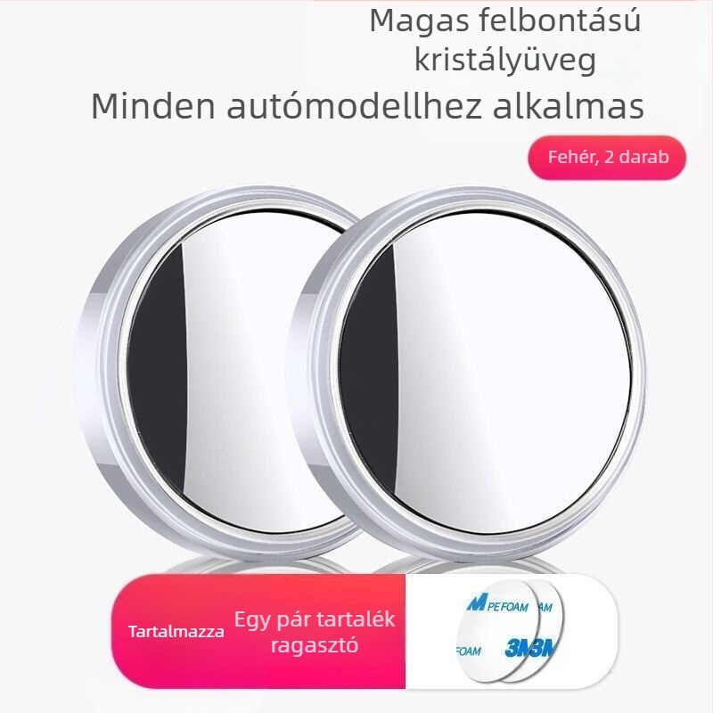 Autó hátsó tükör kör alakú, fém konstrukció, sík tükör, 180°-ban állítható, univerzálisan kompatibil