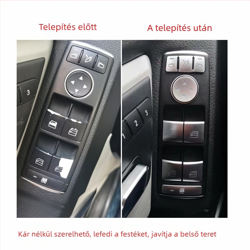 CLS 12-17 belső központi konzol dekorációja (módok: 350/260/320) dekoratív strasszokkal a kapcsoló gombjain az elektromos ablakokhoz • Anyag: műanyag • Modell: 666