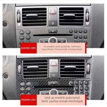 Mercedes‑Benz W204 C‑Class (2007–2010) középkonzol CD panel valódi szénszálas anyagból, testre szabható logóval, Guangzhouban gyártva
