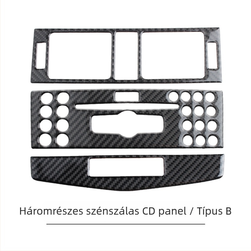 Mercedes‑Benz W204 C‑Class (2007–2010) középkonzol CD panel valódi szénszálas anyagból, testre szabható logóval, Guangzhouban gyártva