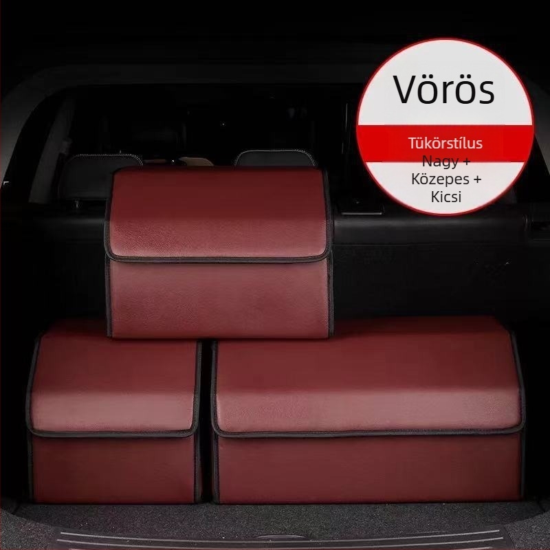 Autócsomagtartó rendező – Bőr összecsukható tároló doboz fogantyúval, vízálló és nyomásálló