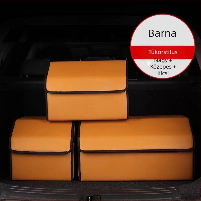 Autócsomagtartó rendező – Bőr összecsukható tároló doboz fogantyúval, vízálló és nyomásálló