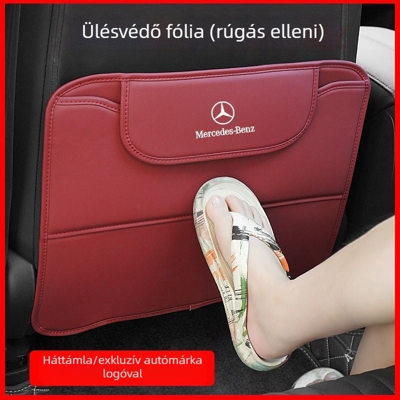 Bőr autóülésvédő antiütés párna és tárolózsebbel