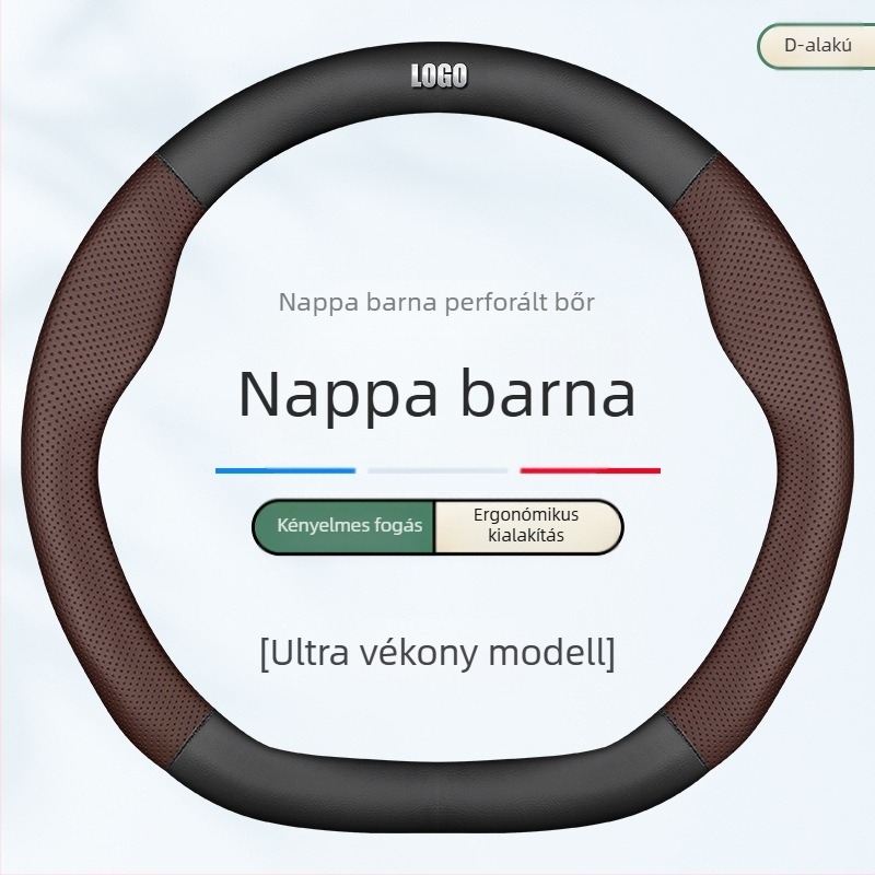 Kormánytakaró, valódi bőrből, sportos stílus, univerzális négyévszakos illeszkedés, speciális autóhoz szerelés