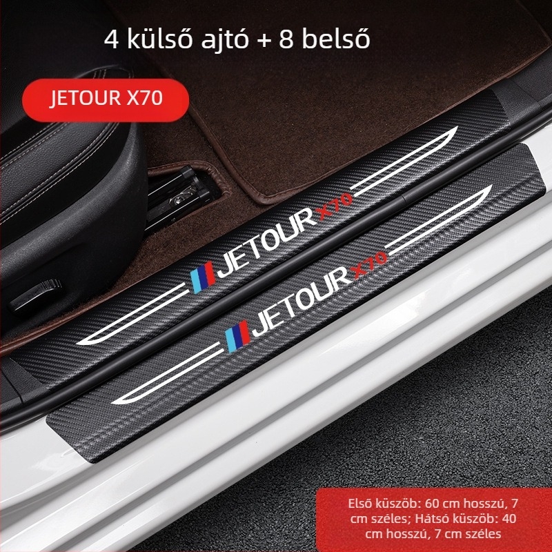 Jetto X70 pedál küszöb anti‑ütköző csík, karbon rostos bőr textúrával, testreszabott feldolgozás, Di Changed márka