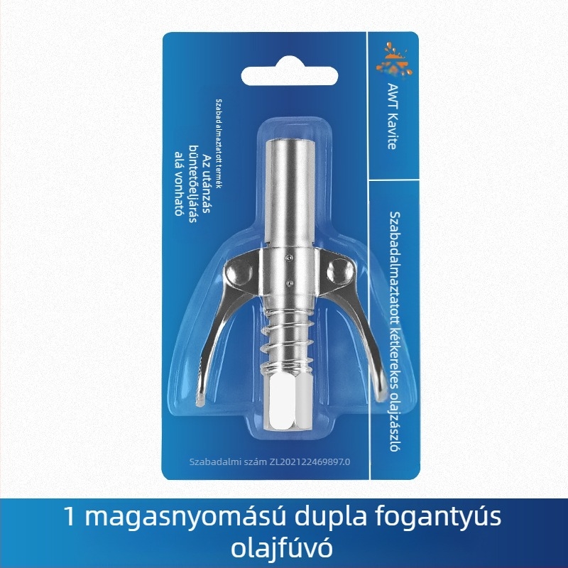 Vajas pisztoly fújófej zárócsíkkal és magasnyomású zsírzófejjel, modell 981, acél kivitel, működő nyomás 21, csőkapacitás 1, nettó tömeg 128 g