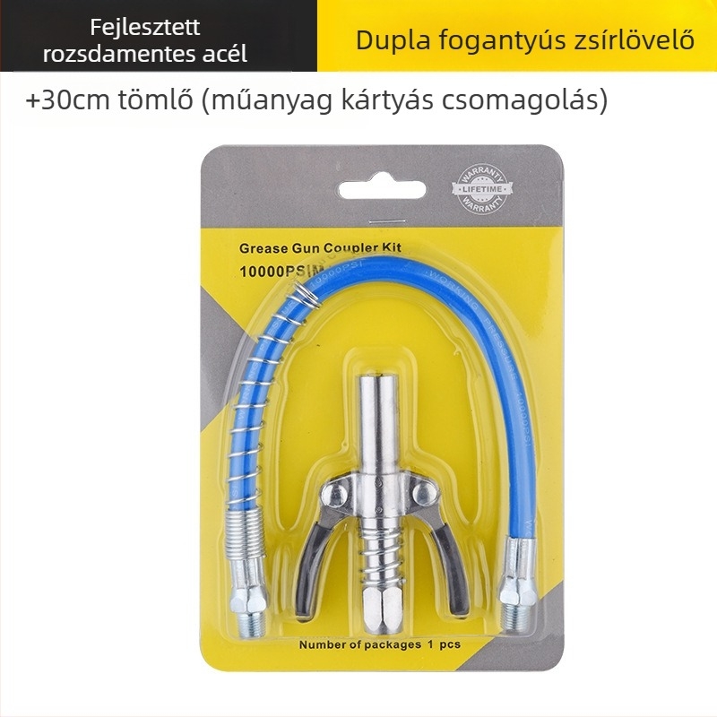 Zárható clamp típusú magasnyomású zsírzófej rozsdamentes acélból, 17000 psi, kézi pneumatikus kiegészítő zsírzópisztolyhoz