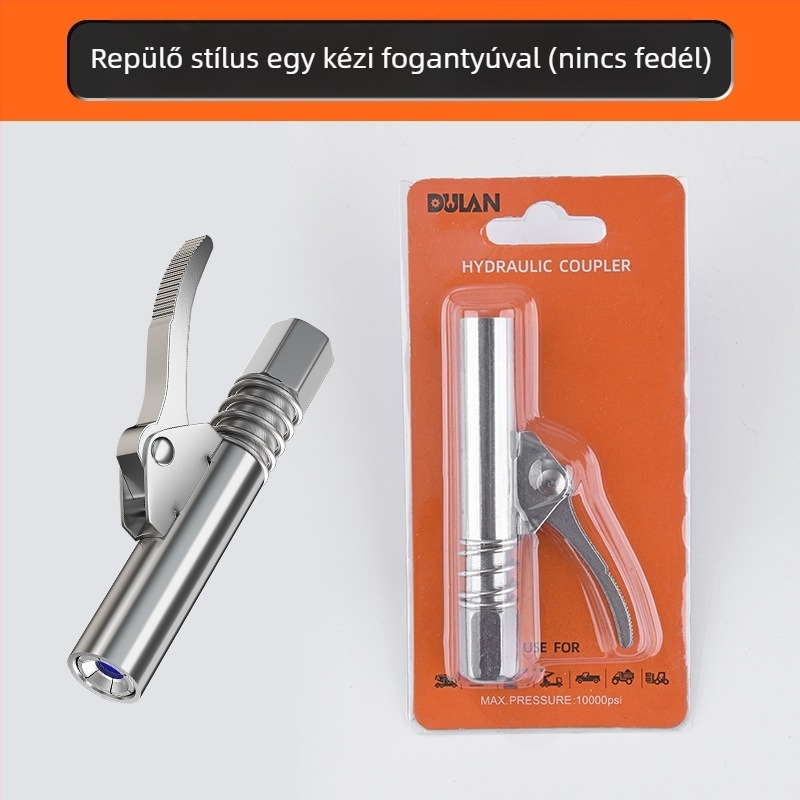 Zárható clamp típusú magasnyomású zsírzófej rozsdamentes acélból, 17000 psi, kézi pneumatikus kiegészítő zsírzópisztolyhoz