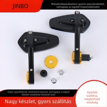 Motorkerékpár kormánytükre, négyszögletes tükör, alumíniumötvözet burkolat, kompatibilis a motoros kormányokkal