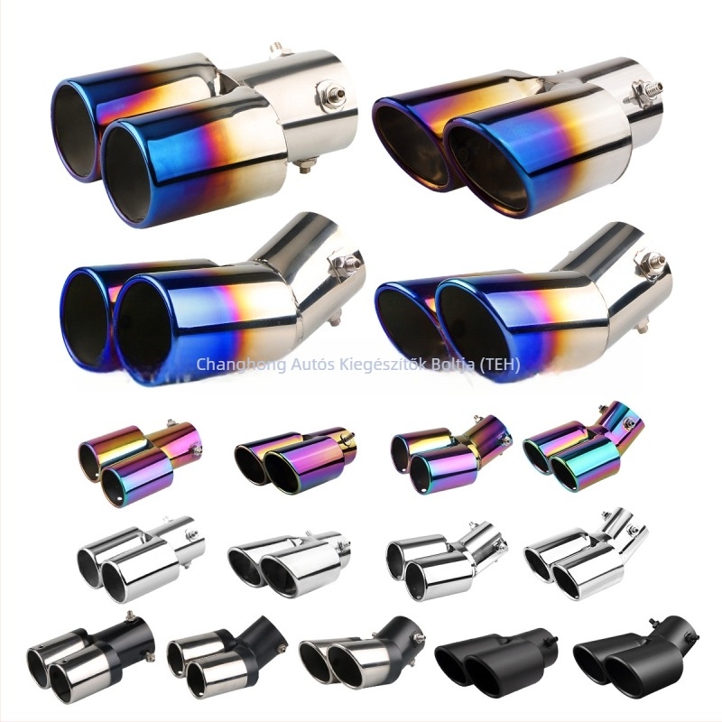 Autókipufogócső hangcsillapítóval, univerzális, rozsdamentes acélból, hátsó rész, csavaros rögzítés, általános modellekhez