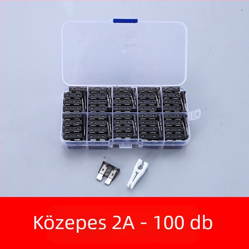 Autóbiztosíték készlet 2A–35A, 100 db, dobozban