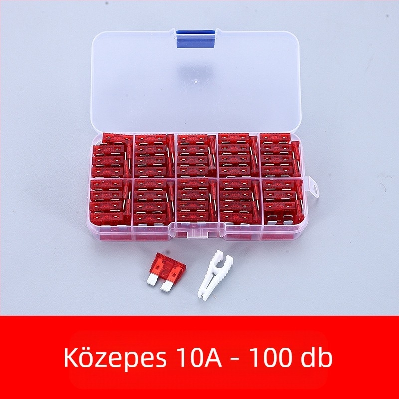 Autóbiztosíték készlet 2A–35A, 100 db, dobozban