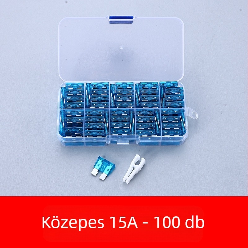 Autóbiztosíték készlet 2A–35A, 100 db, dobozban