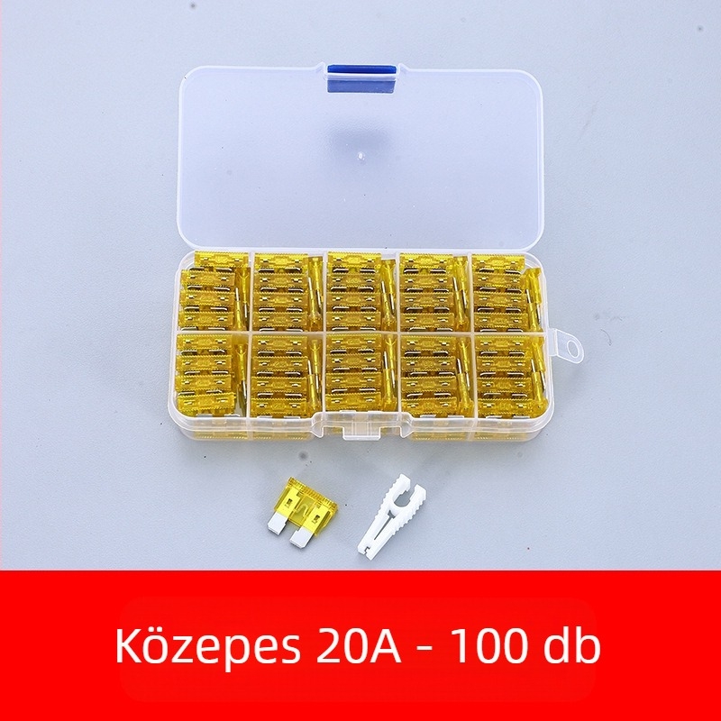 Autóbiztosíték készlet 2A–35A, 100 db, dobozban