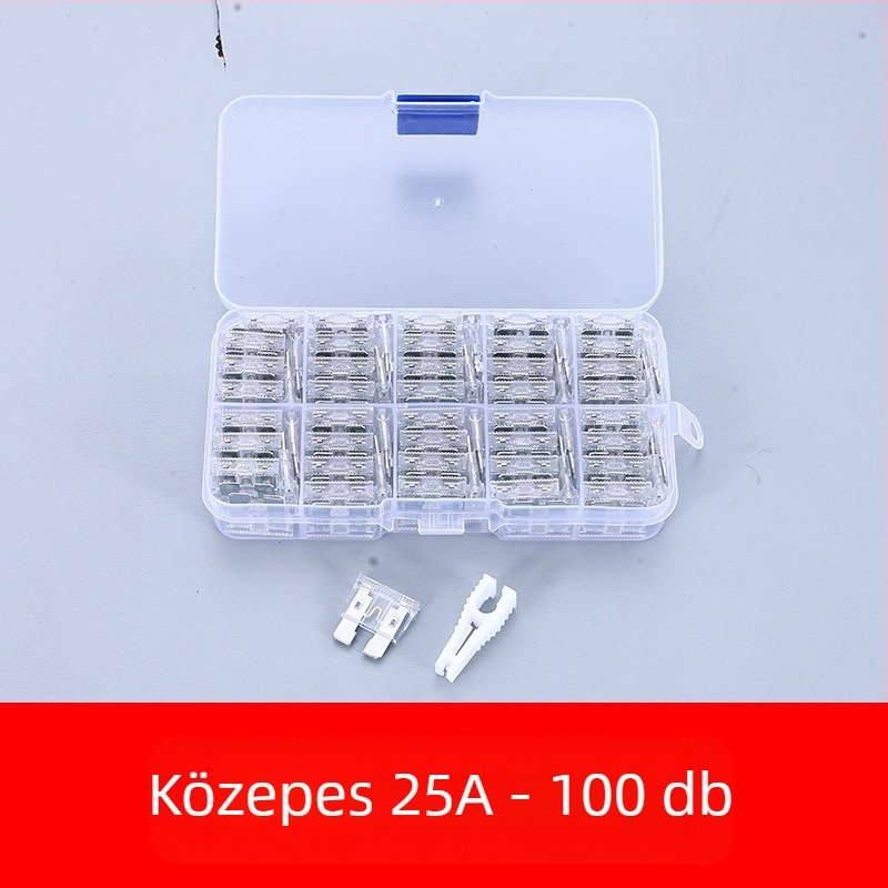 Autóbiztosíték készlet 2A–35A, 100 db, dobozban