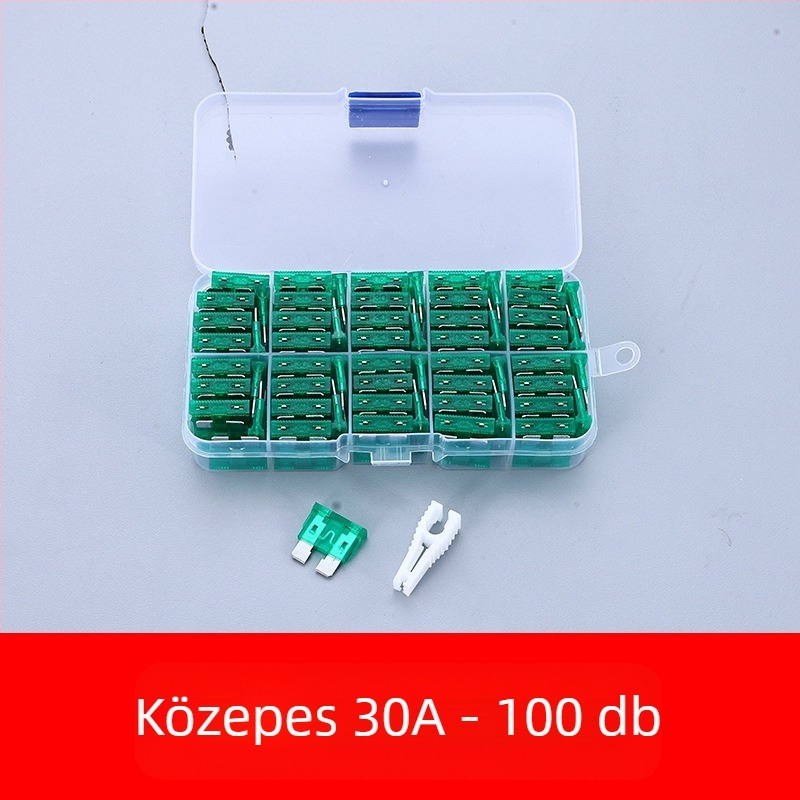 Autóbiztosíték készlet 2A–35A, 100 db, dobozban