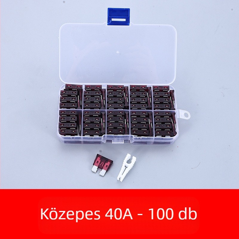Autóbiztosíték készlet 2A–35A, 100 db, dobozban