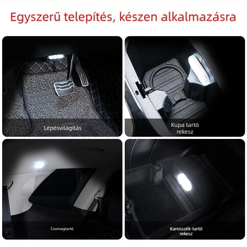 Szenzoros autó belső és tetővilágítás, vezeték nélküli telepítés ragasztóval, 3W fehér LED