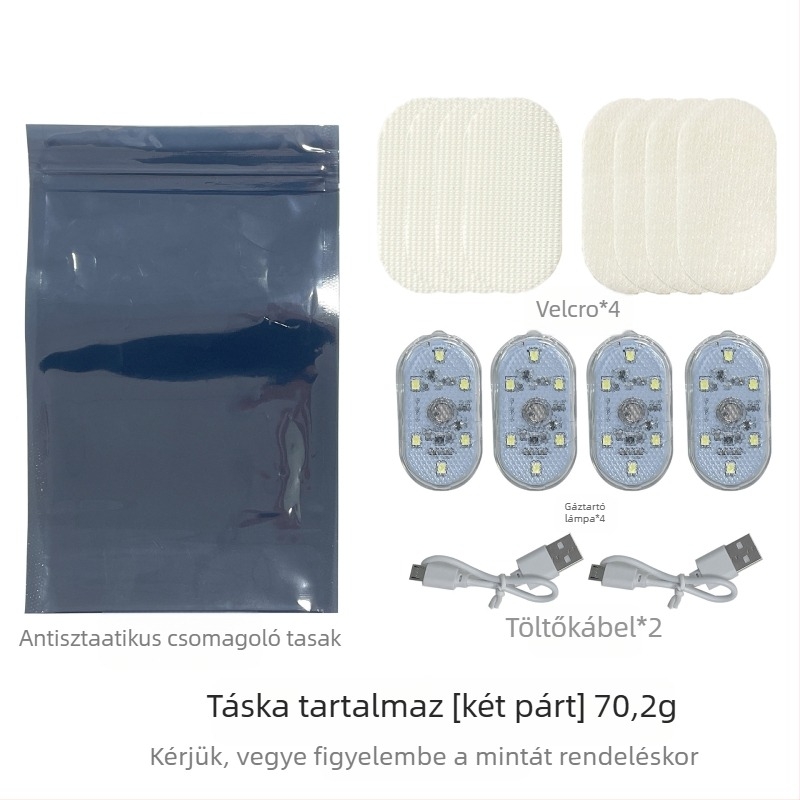 Szenzoros autó belső és tetővilágítás, vezeték nélküli telepítés ragasztóval, 3W fehér LED