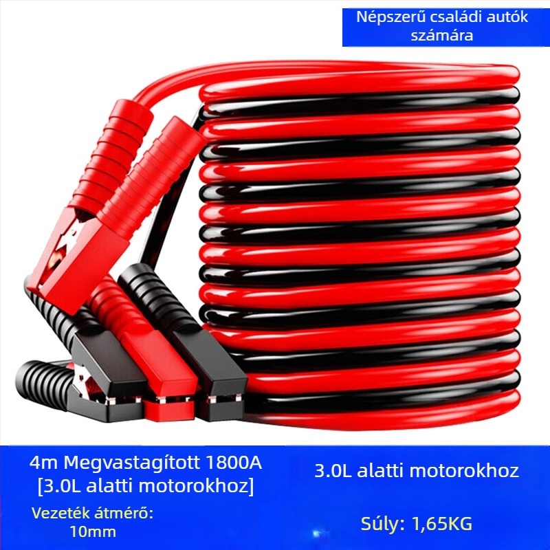 Indító kábel autóhoz rézvezetővel és PVC izolációval, hossz 2-5 m, univerzális