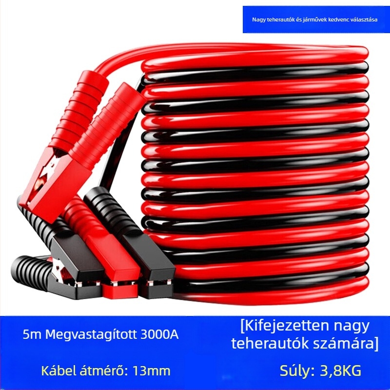 Indító kábel autóhoz rézvezetővel és PVC izolációval, hossz 2-5 m, univerzális