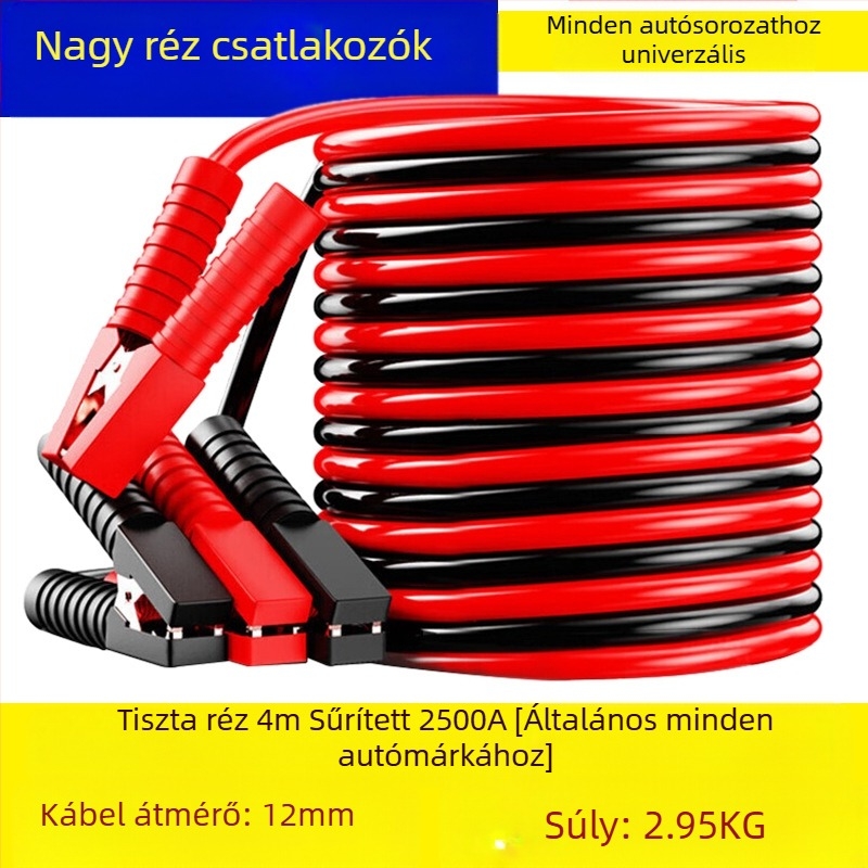 Indító kábel autóhoz rézvezetővel és PVC izolációval, hossz 2-5 m, univerzális