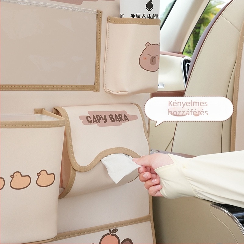 Bőr hátsó ülésre akasztható tároló táska, vízálló