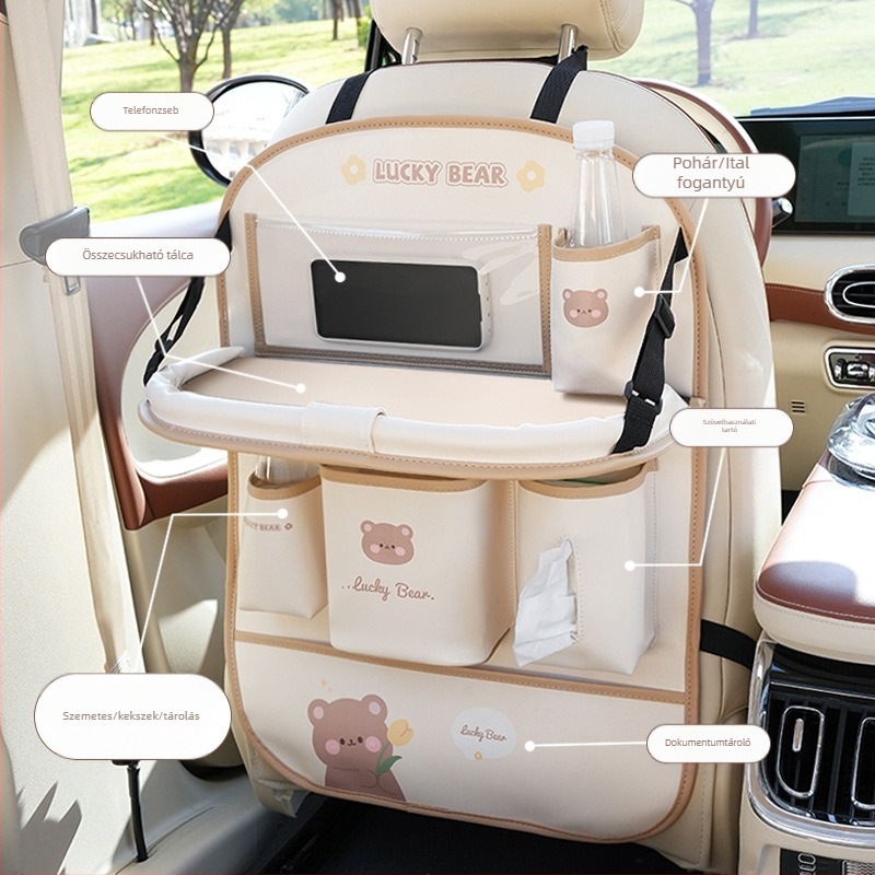 Bőr hátsó ülésre akasztható tároló táska, vízálló