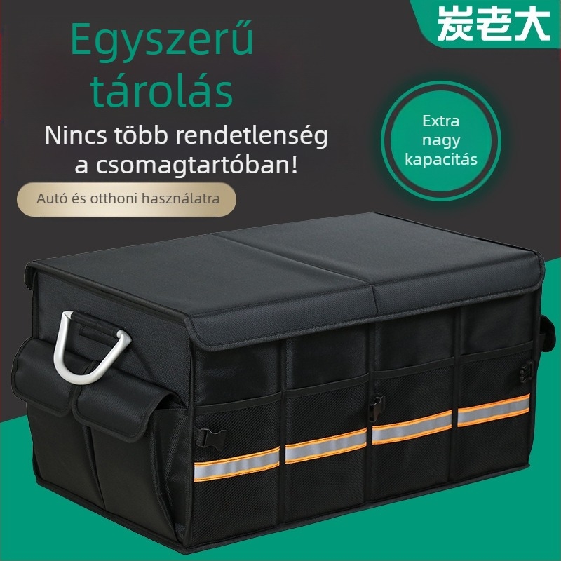 Autócsomagtartó tároló doboz, összecsukható, Oxford anyagból, kapacitás 36L/66L, plug-in telepítés