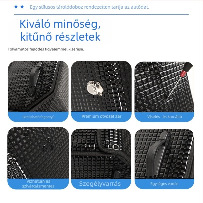 Autó csomagtartó tároló doboz – bőr, összehajtható, vízálló, testre szabható