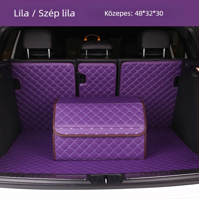 Összecsukható bőr autótároló doboz, szív alakú hímzett mintával, 29–63 L kapacitás, logó nyomtatva