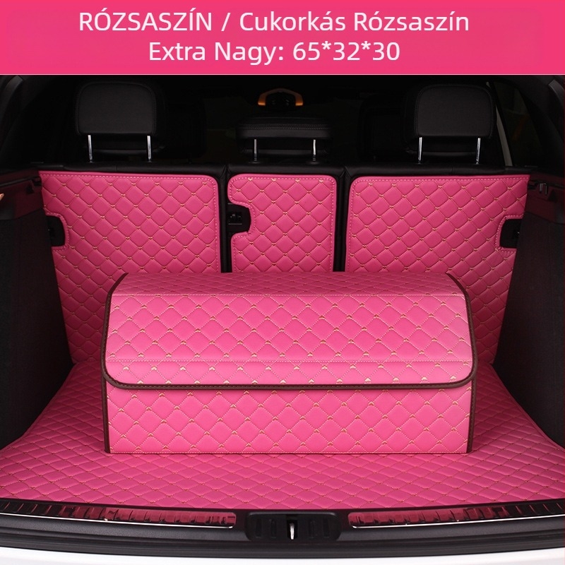 Összecsukható bőr autótároló doboz, szív alakú hímzett mintával, 29–63 L kapacitás, logó nyomtatva