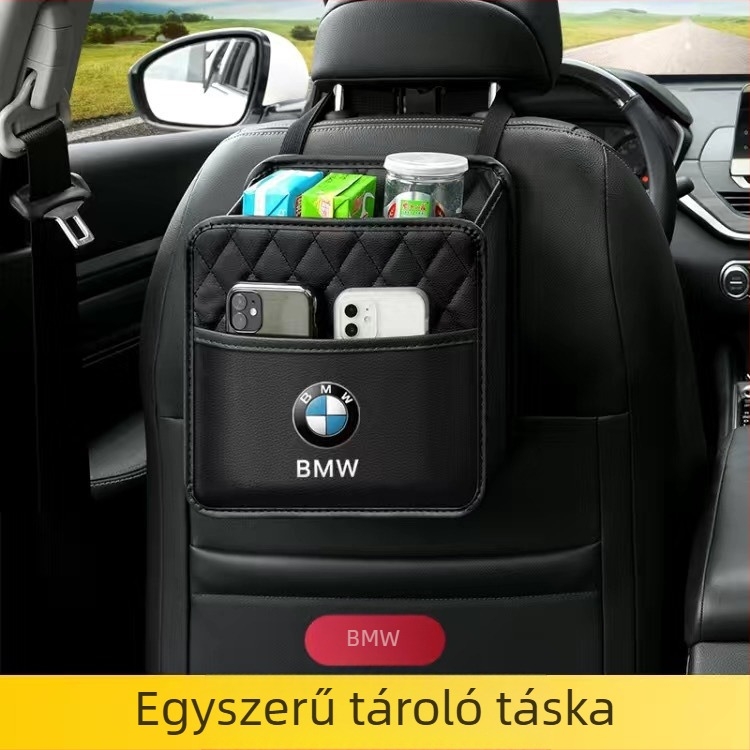 Bőr univerzális autó hátsó ülésére akasztható tároló doboz, logóval testreszabható