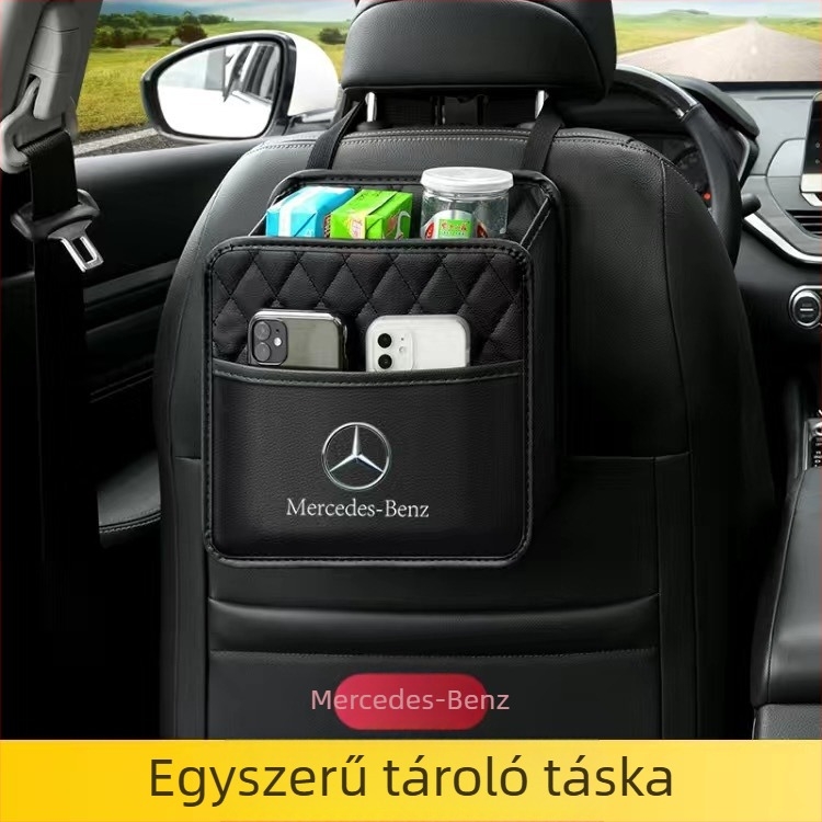Bőr univerzális autó hátsó ülésére akasztható tároló doboz, logóval testreszabható