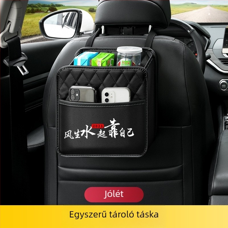 Bőr univerzális autó hátsó ülésére akasztható tároló doboz, logóval testreszabható
