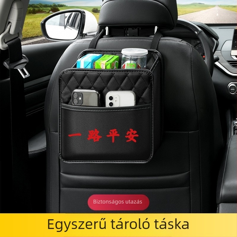 Bőr univerzális autó hátsó ülésére akasztható tároló doboz, logóval testreszabható