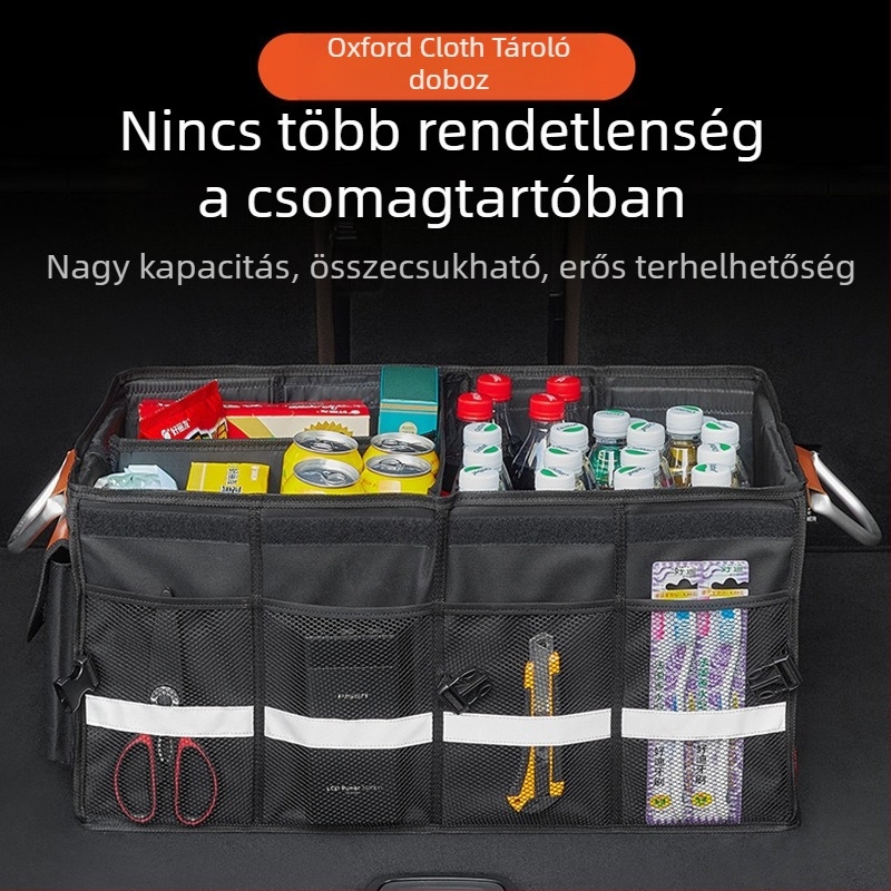 Autócsomagtartó tároló doboz, Oxford anyag, összecsukható, vízálló, testreszabható logónyomtatással