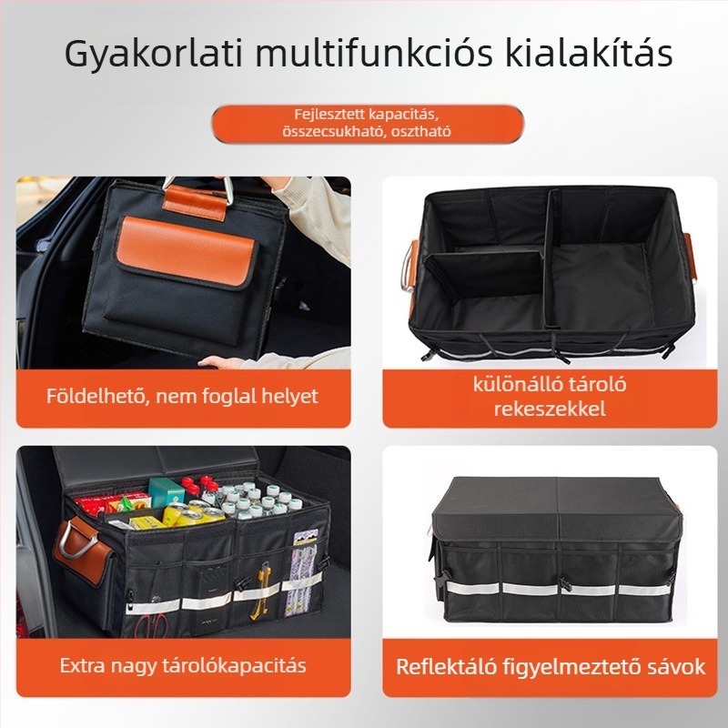 Autócsomagtartó tároló doboz, Oxford anyag, összecsukható, vízálló, testreszabható logónyomtatással