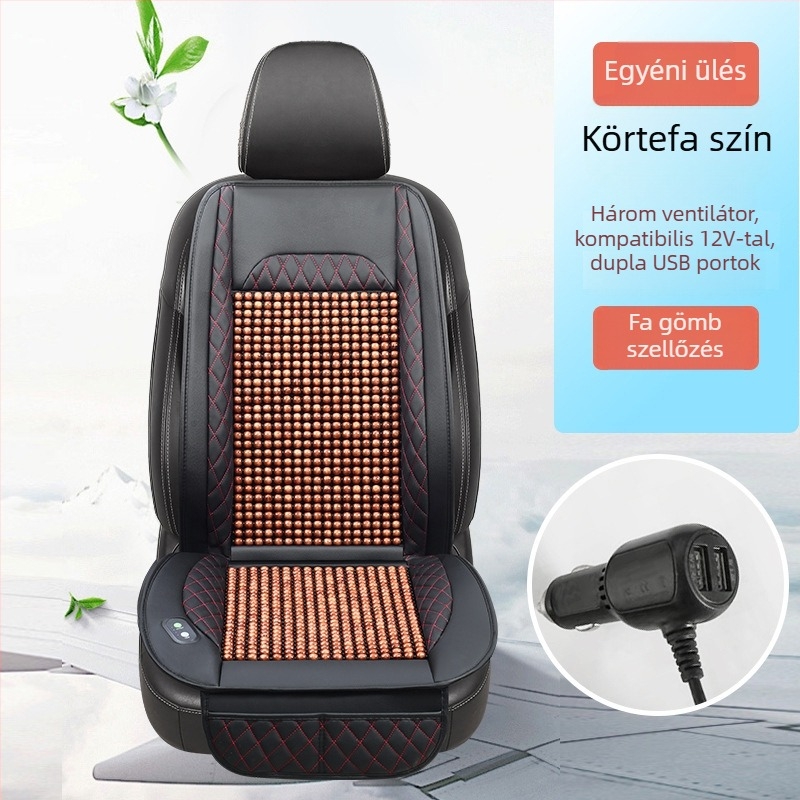 Szellőző autóülés párna fa gyöngyökkel – töltet: szivacs, Zhen Dian, nyár, szellőzés, felület: fa