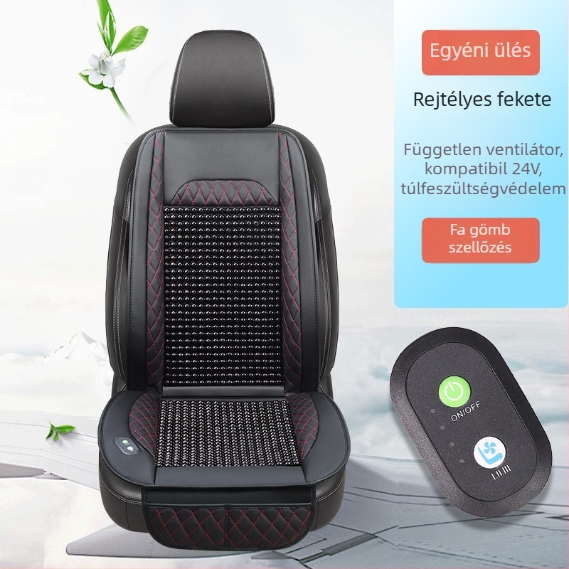 Szellőző autóülés párna fa gyöngyökkel – töltet: szivacs, Zhen Dian, nyár, szellőzés, felület: fa