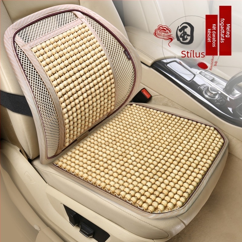 Fa gyöngyökből készült autóülés párna légáteresztő töltettel, nyári használatra, univerzális illeszkedés, testreszabható feldolgozás
